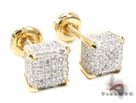 mens diamond cube earrings