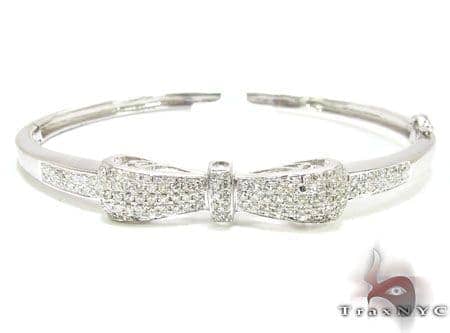 Bow Bangle Bracelet Las Diamond White Gold 14k Round Cut Bow Bangle Bracelet Las Diamond White Gold 14k Round Cut