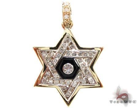 mens diamond star of david necklace