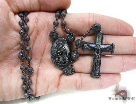 black diamond rosary necklace