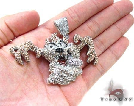 Custom Tazmanian Devil Pendant Mens Metal 925 Silver - Tasmanian Devil Pendant