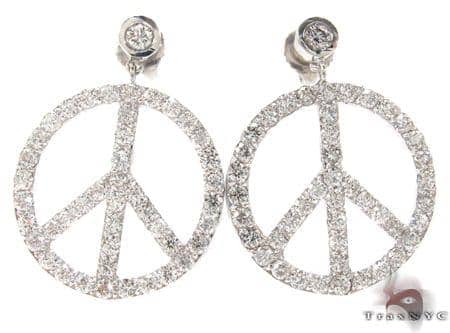 white gold peace sign earrings