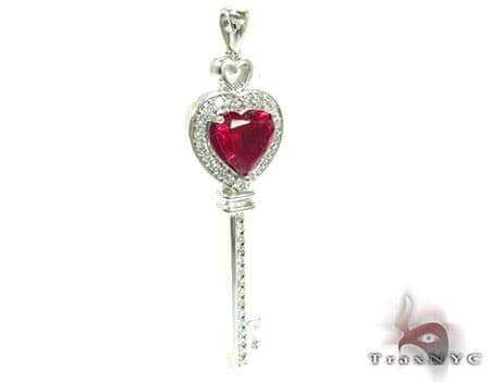 Hand Crafted Ladies Synthetic Ruby Heart Pendent
