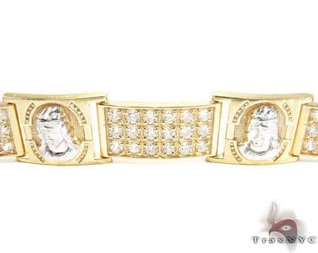 10K Gold CZ Jesus Head Bracelet 25396