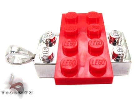 Lego® Brick Heart Necklace - Flame Yellowish Orange