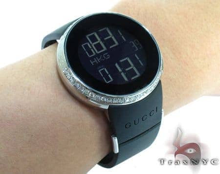 gucci digital watch with diamonds