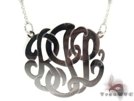 Silver Name Plate Monogram Necklace 30996