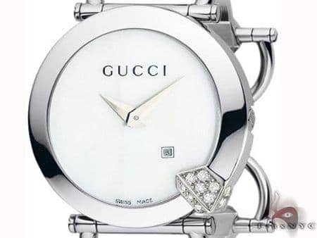 Ansigt opad Långiver paritet Gucci Chiodo Ladies Diamond Watch YA122505 31567 Ladies Gucci White  Stainless Steel Round Cut 0.20 ct