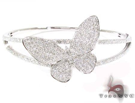 Butterfly Silhouette Open Diamond Bangle, White Gold Graff