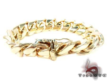 24K Gold Plated over Stainless Steel Miami Cuban Link Bracelet 14MM  7.5-9.5