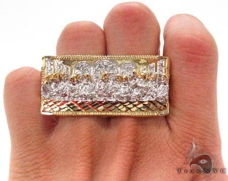 10K Yellow Gold Last Supper Ring Mens Last Supper Gold Ring 
