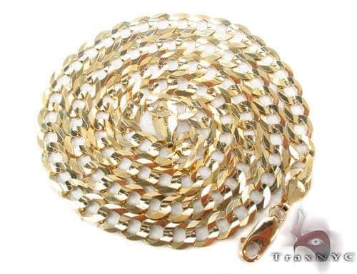 Mens Chain Gold 7mm Curb Chain Necklace Gold Chains for 