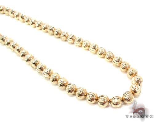 14K Gold Bead Moon Cut Chain 18 Inches 