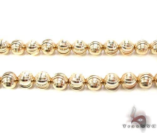 14K Gold Bead Moon Cut Chain 18 Inches 