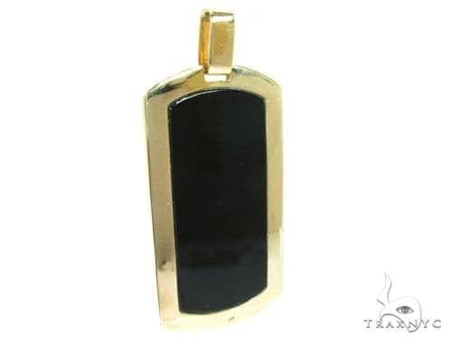 Medium Yellow Gold Onyx Dog Tag 27448 