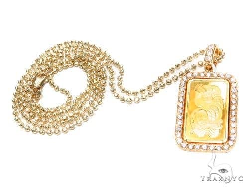 Prong Diamond 24k Gold Pendant Bar Moon 
