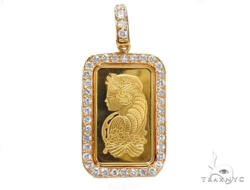 Prong Diamond 24k Gold Pendant Bar Moon 