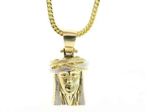 MENS GOLD JESUS FACE ROUND PENDANT 36" 8mm STAINLESS STEEL FRANCO CHAIN NECKLACE 