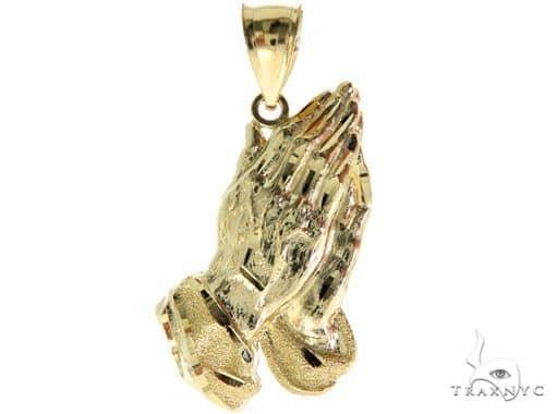 Small Golden Prayer Hands Pendant 2 12647