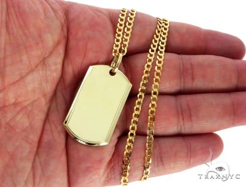 10k gold dog tag pendant