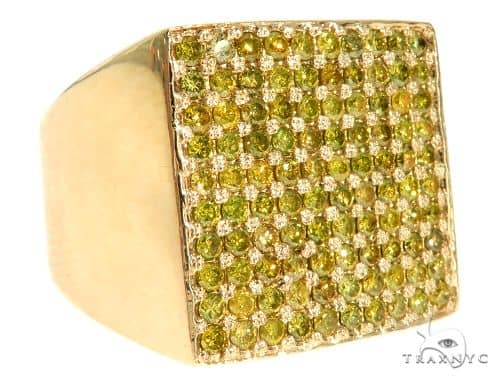 14K Yellow Gold Green Diamond Square Ring 61507: best price for