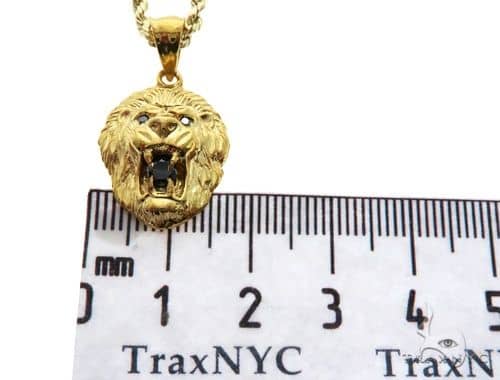 TraxNYC Black Diamond Lion Pendant and Rope Chain Set 61557