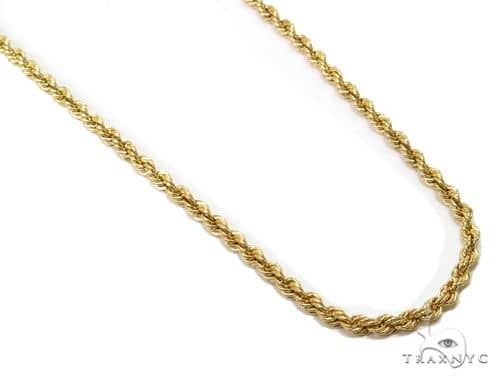 10K Yellow Gold Hollow Rope Link Chain 