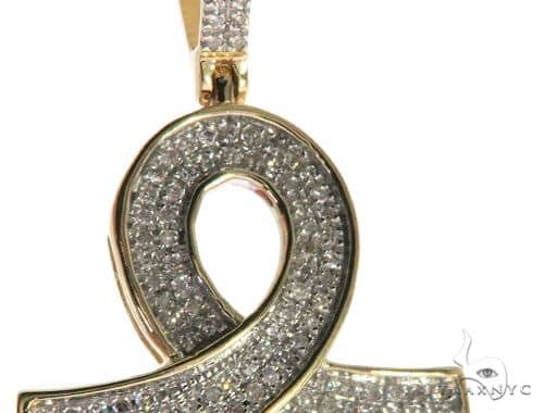 Yellow Gold Letter Single Micro Pave Diamond Bracelet (Diamond