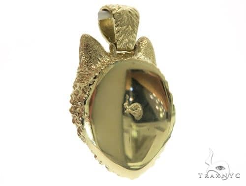 14K Yellow Gold Wolf Head Charm Pendant 
