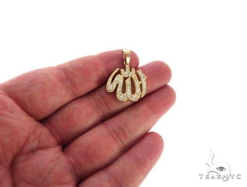 24K Gold Islamic Arabic Script Allah Pendant Necklace Earring Set Religious Jewelry