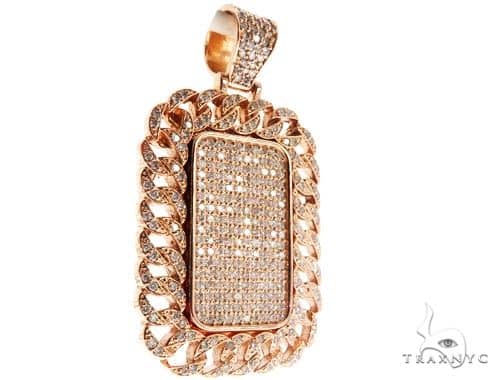 Pave Diamond Dog Tag Necklace Rose Gold