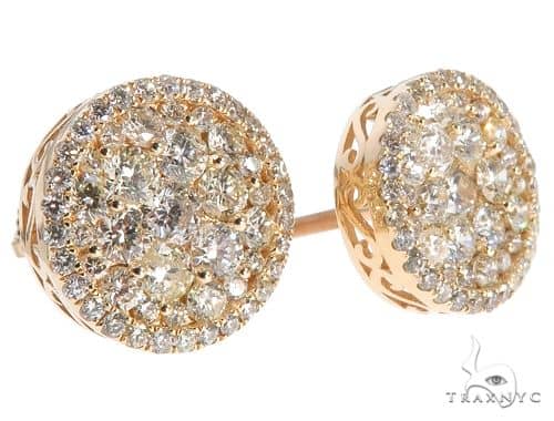Diamond Stud Earrings Ladies Stone Gold 