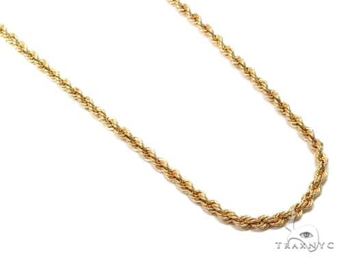 10K Yellow Gold Hollow Rope Link Chain 18 Inches 2.1mm 2.49 Grams 