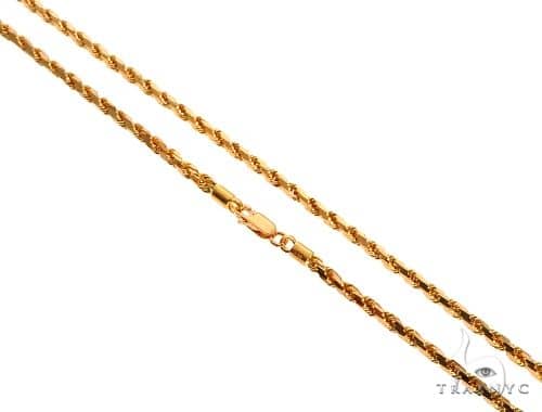 22k Yellow Gold Solid Rope 22 Inches 3 
