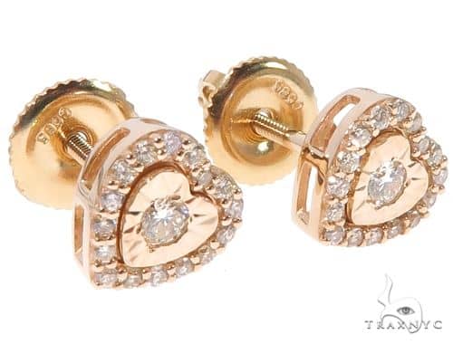 14k Gold Heart Shape Stud Earrings Ladies 10k 14k 18k Gold Earring Gold 14k Round Cut 0 22 Ct