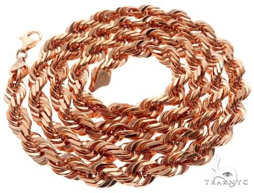 Solid 14K Rose Gold Rope Link Chain 28 