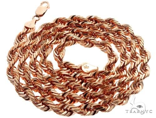 Solid 14K Rose Gold Rope Link Chain 28 
