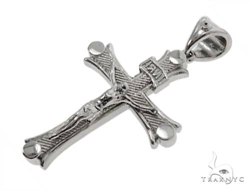 14K Solid White Gold Cross Crucifix 