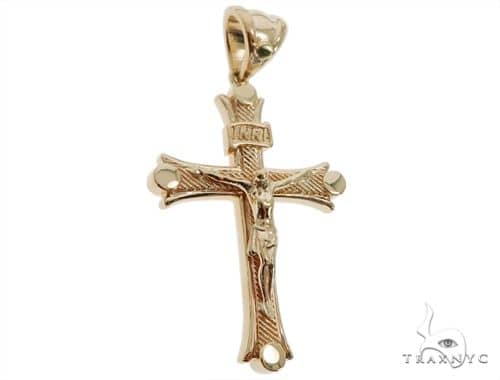14K Solid Yellow Gold Cross Crucifix 
