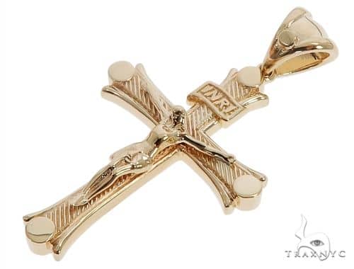 14K Solid Yellow Gold Cross Crucifix 