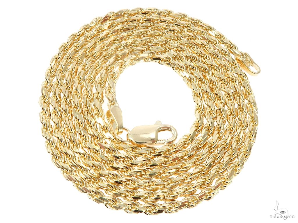 14K Yellow Gold Diamond Cut Solid Rope 