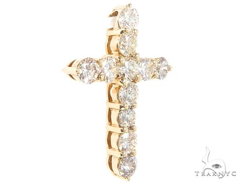 14k Yellow Gold Diamond Cross Pendant 