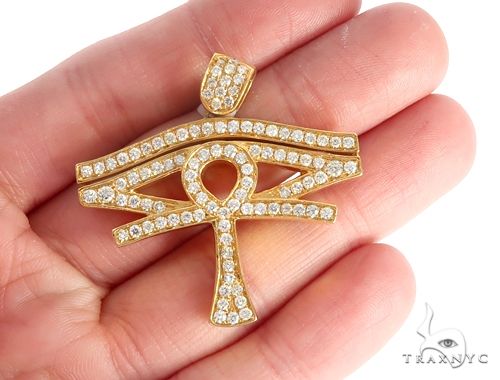 Details about   1.1 ct Round Simulated Diamond Men's Eye of Horus Pendant 14k Yellow Gold Plated