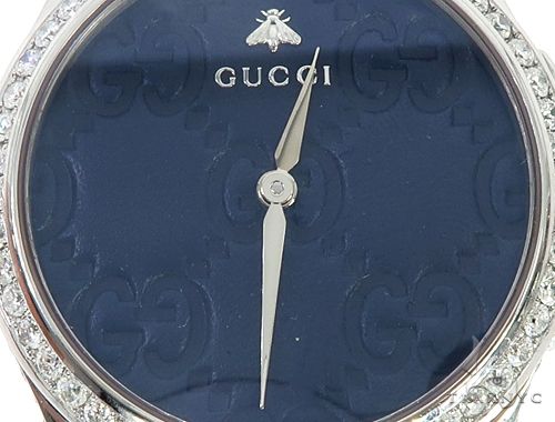 Gucci G-Timeless Blue Dial Diamond Watch with Leather Band 65038 