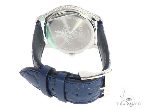 Gucci G-Timeless Blue Dial Diamond Watch with Leather Band 65038 