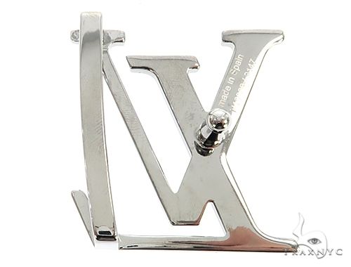 Diamond Louis Vuitton Belt Buckle 65042 Mens Style White Stainless Steel Cut 3.16