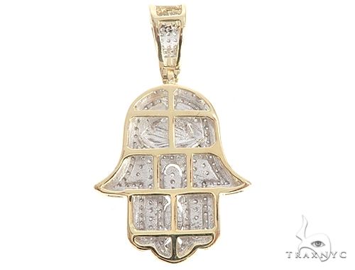 Details about  / 14k Solid Gold 0.78/" Hamsa Pendants with Sparkly White Stones