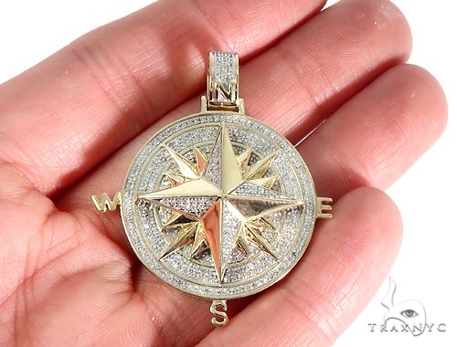 iced out compass pendant