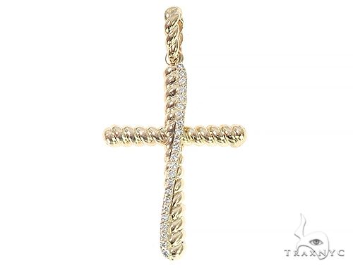 14K Gold Twisted Diamond Rope Cross 