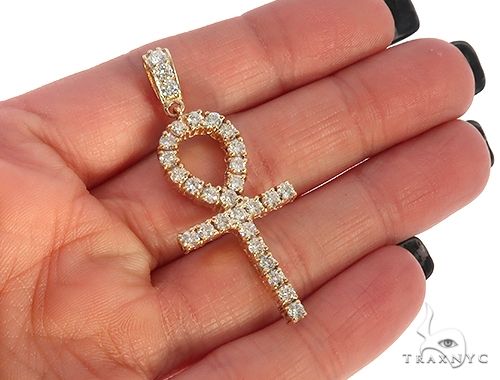 14K Yellow Gold Diamond Ankh Cross 